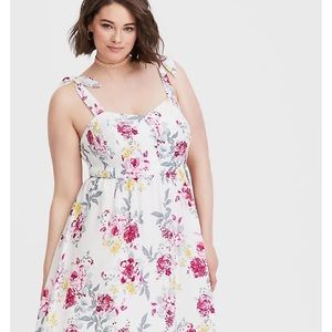 Torrid Ivory Floral Tie Shoulders Dress 1
